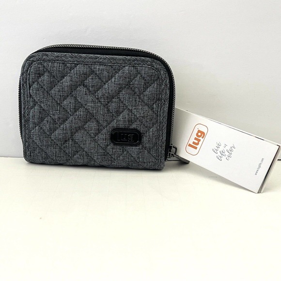 lug Handbags - NWT Lug Mini Handspring Wallet RFID Protection Heather Grey Quilted Zipper Fold